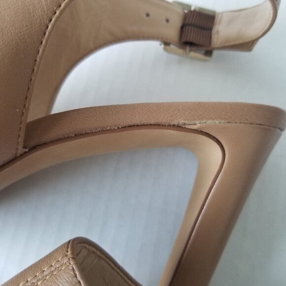 Vince Camuto Olivia Tan Leather Shootie Open Toe Sandal Heels 4" Dressy Date 11 - Picture 12 of 16